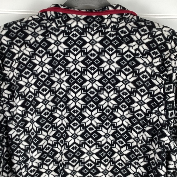 Lands End Quarter Zip Women's Fleece Sz. XL Black White Snowflake Design - Picture 5 of 6